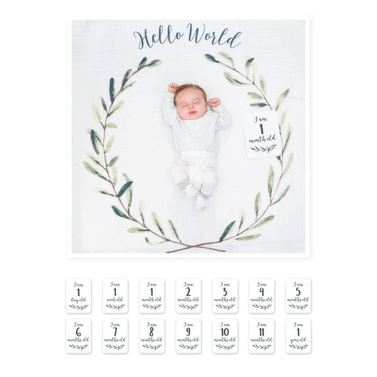 Lulujo Hello World Wreath - Milestone Blanket - Princess and the Pea