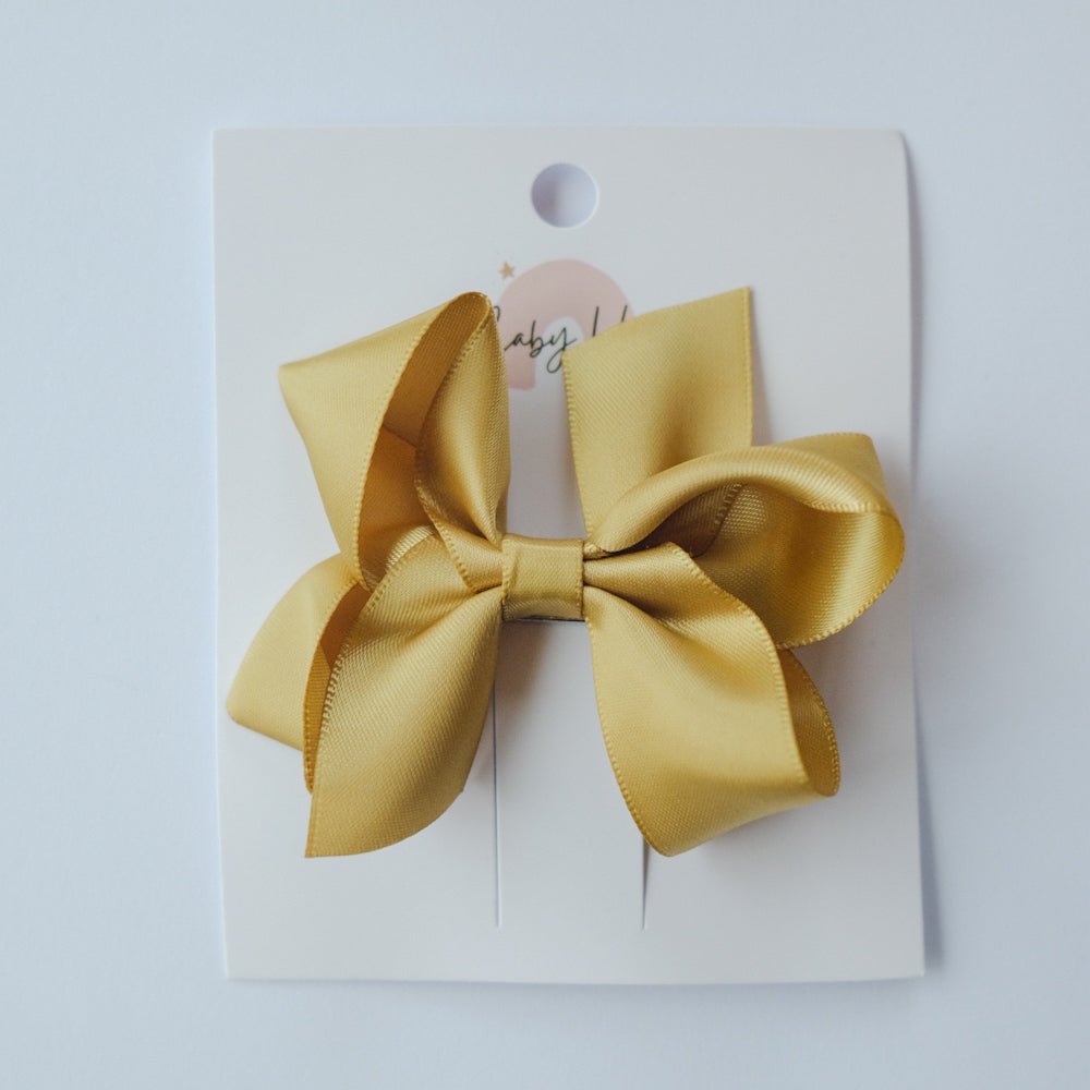Satin Ribbon Bow - 3.5 X 2.5 Inches - Golden Olive - Princess and the Pea