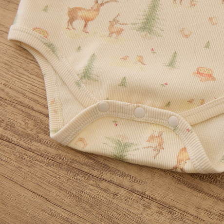 Long-sleeve Ribbed Bodysuit - Christmas Print