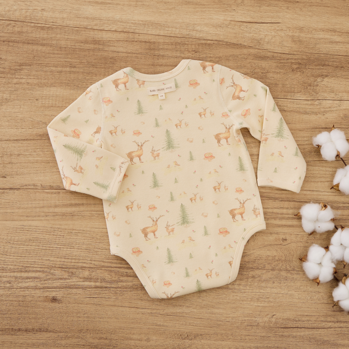 Long-sleeve Ribbed Bodysuit - Christmas Print