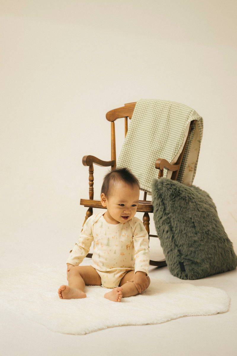 Long-sleeve Ribbed Bodysuit - Christmas Print