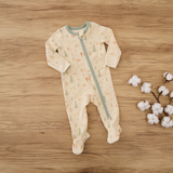 Long-sleeve Ribbed Footie Romper - Christmas Print