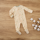 Long-sleeve Ribbed Footie Romper - Christmas Print