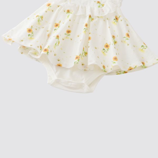 Blara Organic Sleeveless Lace Accented Bodysuit - Sunflower Fields