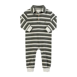 Me & Henry KINGSTON Sage/Cream Stripe Polo Romper