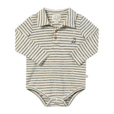Me & Henry SEYMOUR Cream/Green Striped Polo Onesie