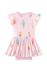 Kyte Baby Twirl Bodysuit Dress in Sakura Ice Cream