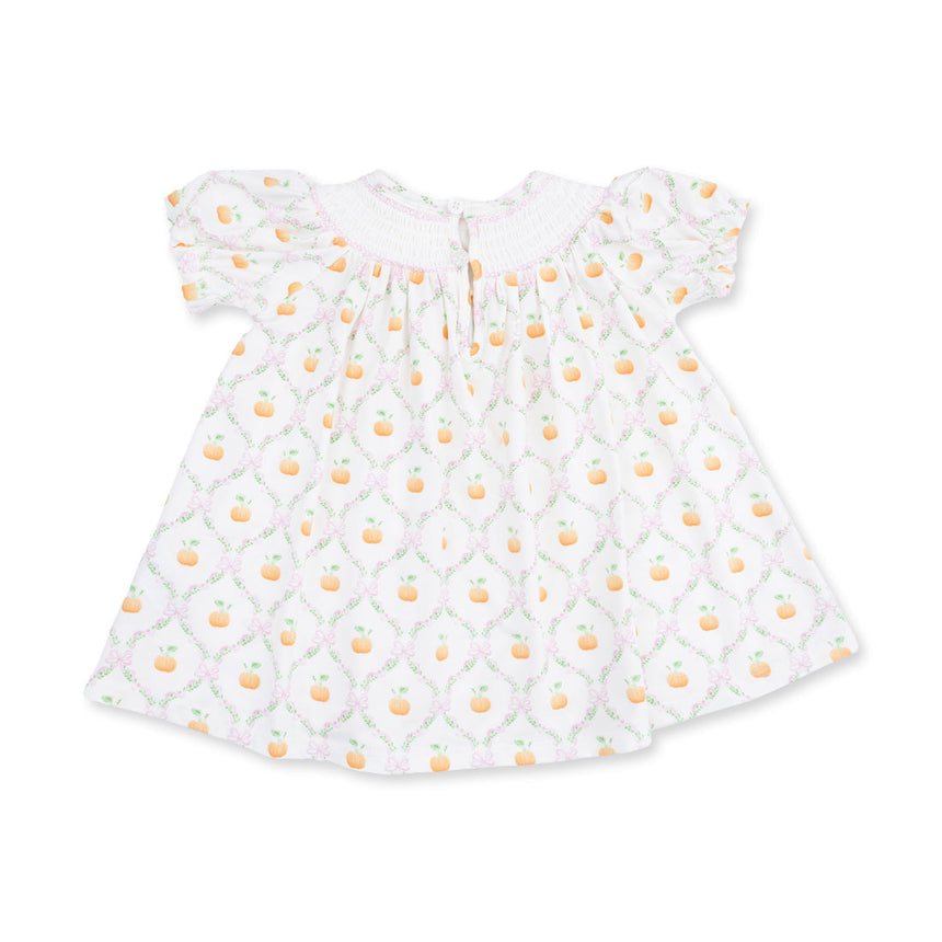 Angel Dear Puff Sleeve Bishop Dress and Bloomer - Pretty Pumpkin Trellis