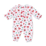 Angel Dear Long Sleeve Ruffle Collar Romper - Bows & Candy Canes