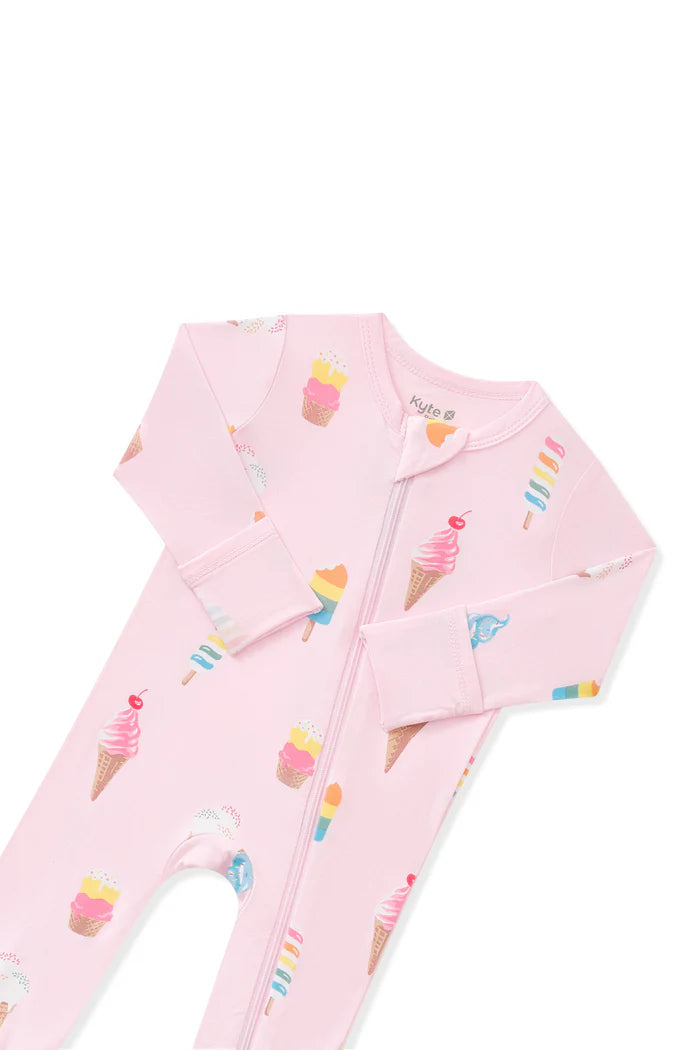 Kyte Baby Zippered Romper in Sakura Ice Cream