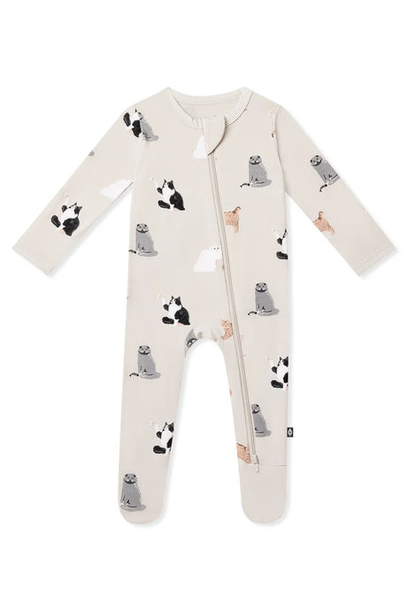 Kyte Baby Zippered Footie in Fluffy Cat - Princess and the Pea Boutique