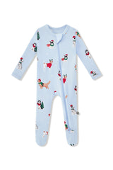 Kyte Baby Zippered Footie in Holiday Pups - Princess and the Pea Boutique