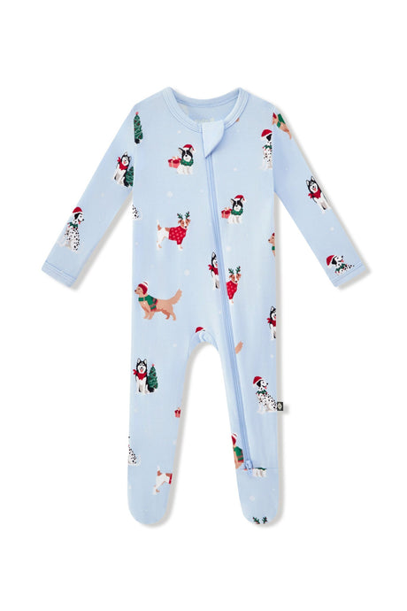 Kyte Baby Zippered Footie in Holiday Pups - Princess and the Pea Boutique