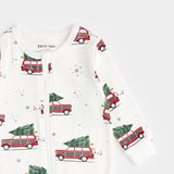 Petit Lem Festive Cars Print on Off-White Sleeper