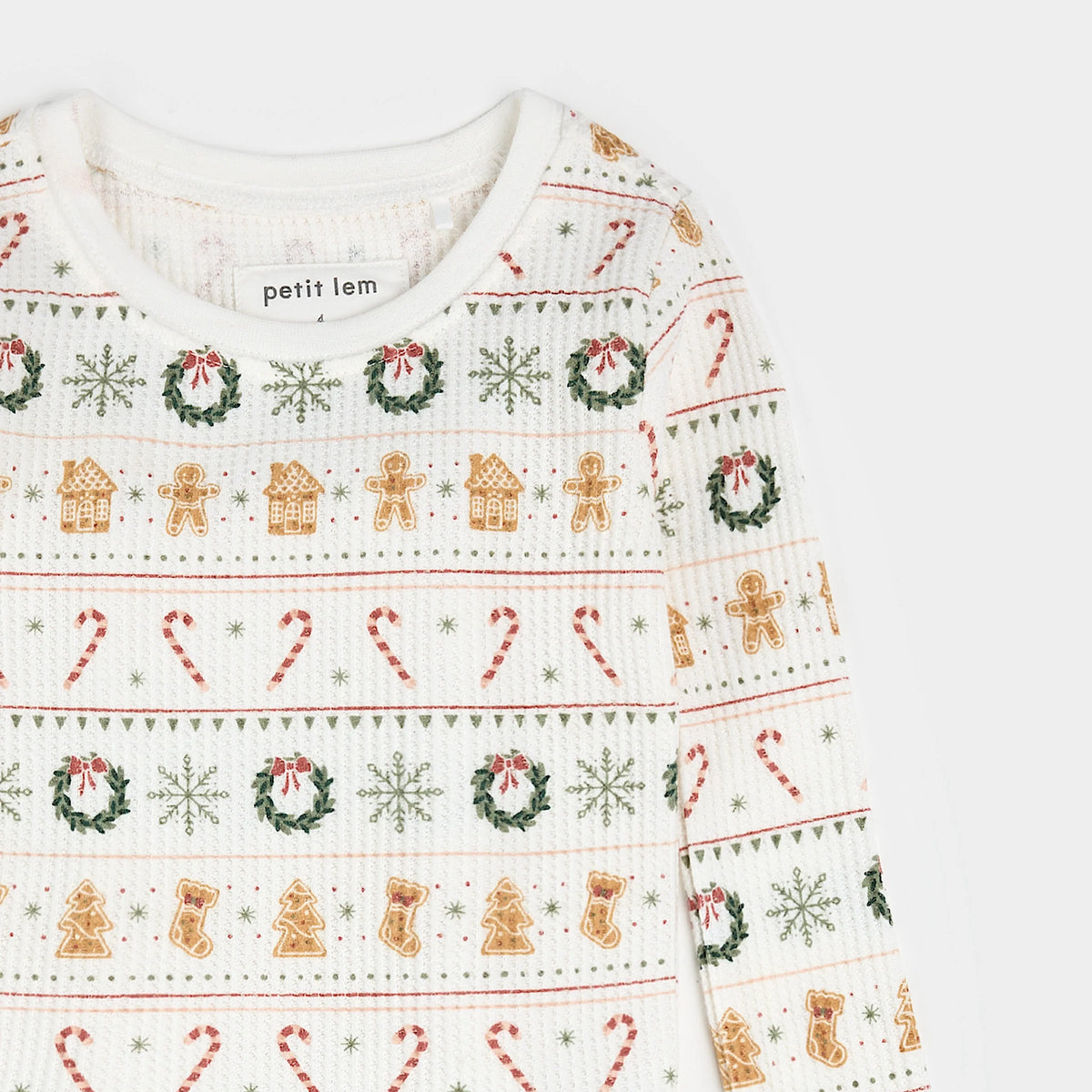 Petit Lem Holiday Treats Fair Isle Print on Thermal PJ Set