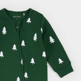 Petit Lem Pine Tree Print on Spruce Fleece Playsuit