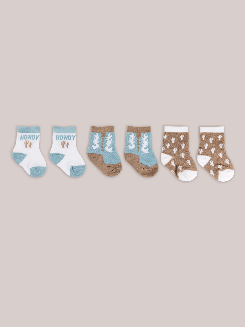 Baby Socks Trios Howdy Partner Blue