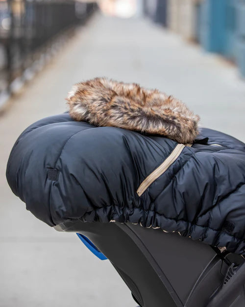 7AM Enfant Car Seat Cocoon - Tundra Black Faux Fur