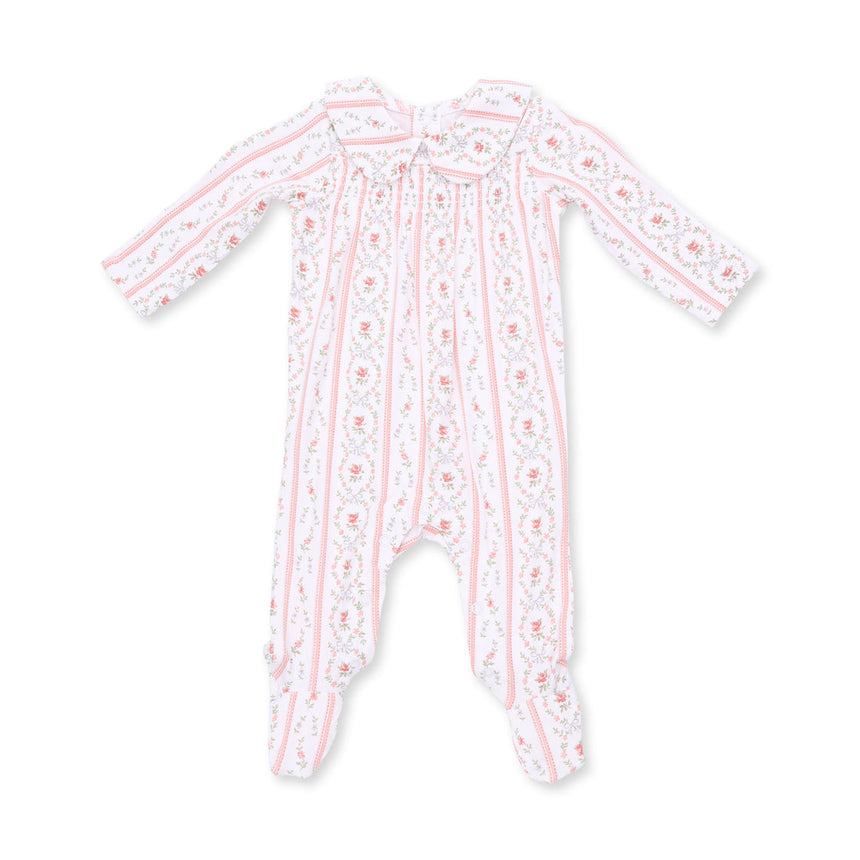 Angel Dear Smocked Peter Pan Snap Footie - Marnie Rosebud Stripe