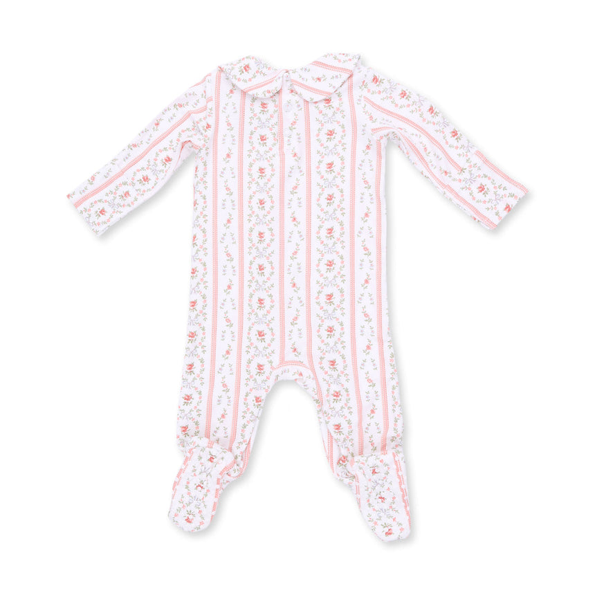 Angel Dear Smocked Peter Pan Snap Footie - Marnie Rosebud Stripe