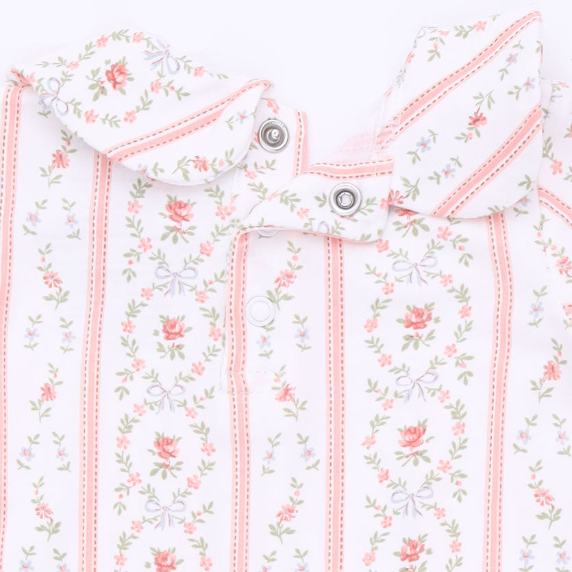 Angel Dear Smocked Peter Pan Snap Footie - Marnie Rosebud Stripe