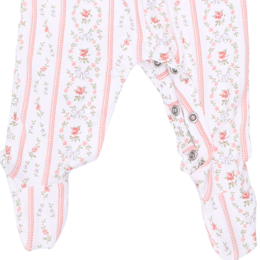 Angel Dear Smocked Peter Pan Snap Footie - Marnie Rosebud Stripe