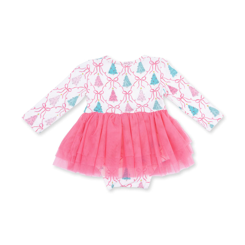 Angel Dear Long Sleeve Tutu Bodysuit Dress - Bow Trellis Tree