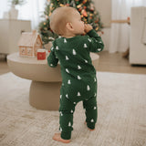 Petit Lem Pine Tree Print on Spruce Fleece Playsuit
