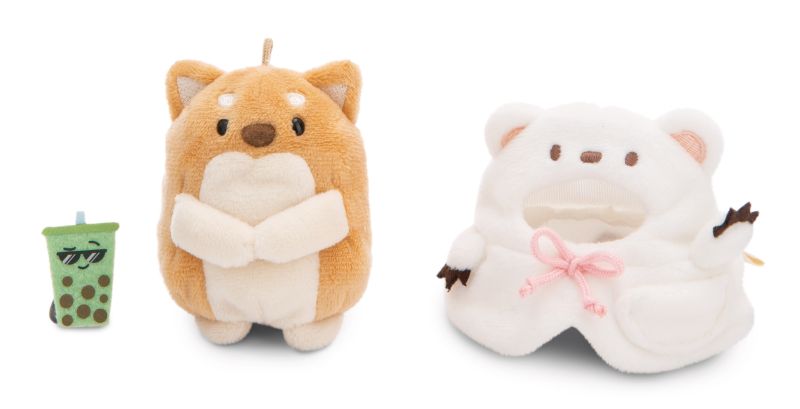 NICI Mymochi Dog Hiro with bubble tea and polar bear costume