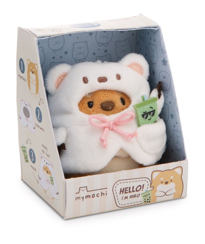 NICI Mymochi Dog Hiro with bubble tea and polar bear costume