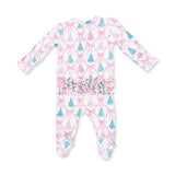 Angel Dear 2 Way Ruffle Back Zipper Footie - Bow Trellis Tree
