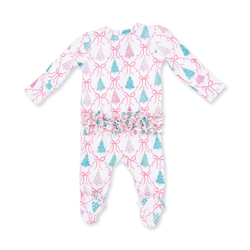 Angel Dear 2 Way Ruffle Back Zipper Footie - Bow Trellis Tree