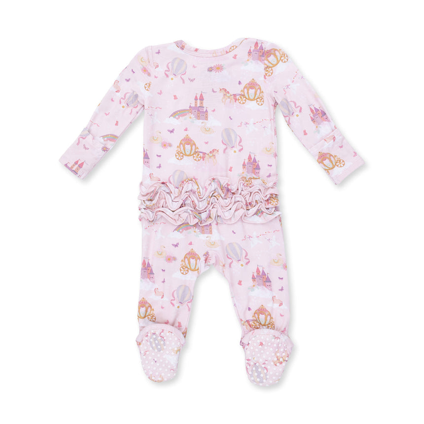 Angel Dear 2 Way Ruffle Back Zipper Footie - Princess Unicorns and Castle