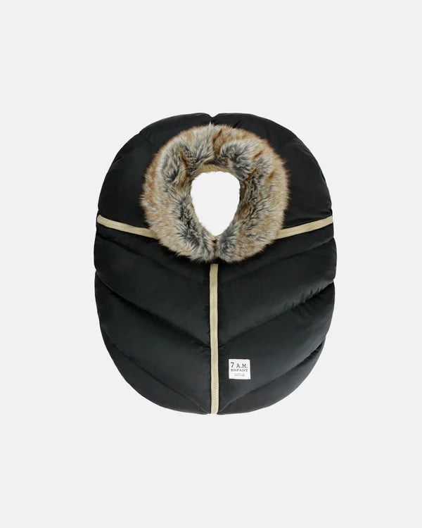 7AM Enfant Car Seat Cocoon - Tundra Black Faux Fur