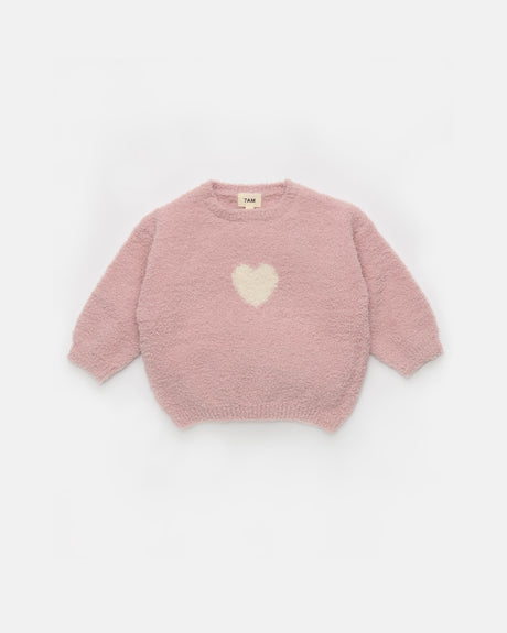 7AM Enfant Boxy Sweater - Fuzzy Love Ash Rose Ecru - Princess and the Pea Boutique