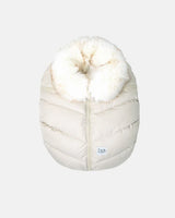 7AM Enfant Car Seat Cocoon - Tundra Heather Beige - White Faux Fur