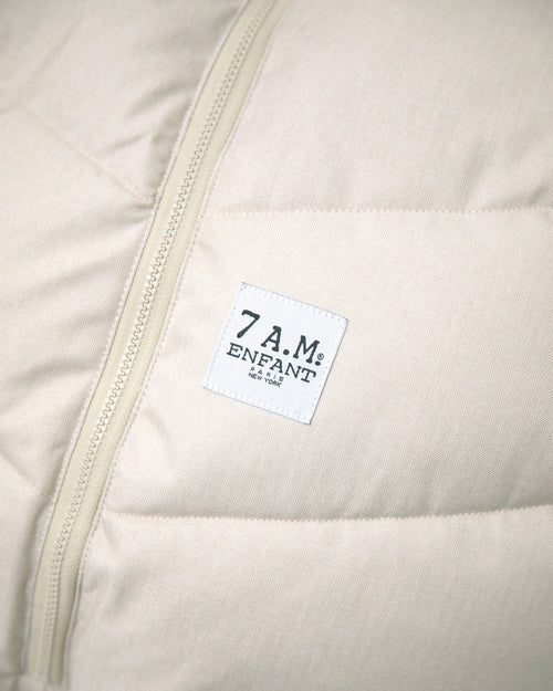 7AM Enfant Car Seat Cocoon - Tundra Heather Beige - White Faux Fur