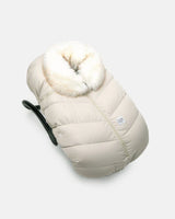 7AM Enfant Car Seat Cocoon - Tundra Heather Beige - White Faux Fur