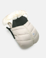 7AM Enfant Car Seat Cocoon - Tundra Heather Beige - White Faux Fur