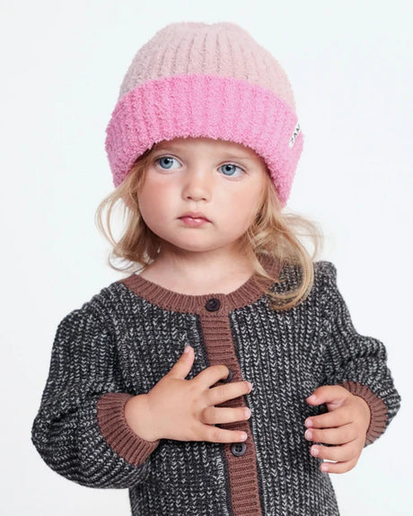 7AM Enfant 2-Tone Ribbed Beanie - Vivid Pink Ash Rose