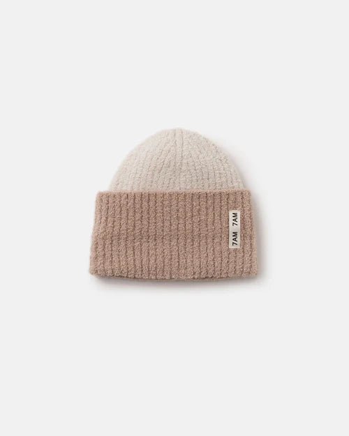 7AM Enfant 2 - Tone Ribbed Beanie - Fuzzy Pecan Ecru - Princess and the Pea Boutique