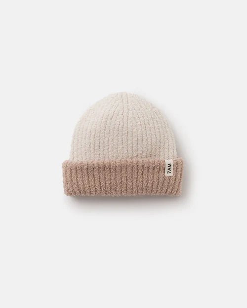 7AM Enfant 2 - Tone Ribbed Beanie - Fuzzy Pecan Ecru - Princess and the Pea Boutique