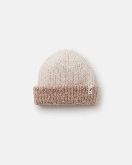 7AM Enfant 2 - Tone Ribbed Beanie - Fuzzy Pecan Ecru - Princess and the Pea Boutique