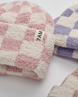7AM Enfant Beanie - Checkers Fuzzy Ecru Ash Rose - Princess and the Pea Boutique