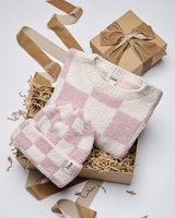 7AM Enfant Beanie - Checkers Fuzzy Ecru Ash Rose - Princess and the Pea Boutique