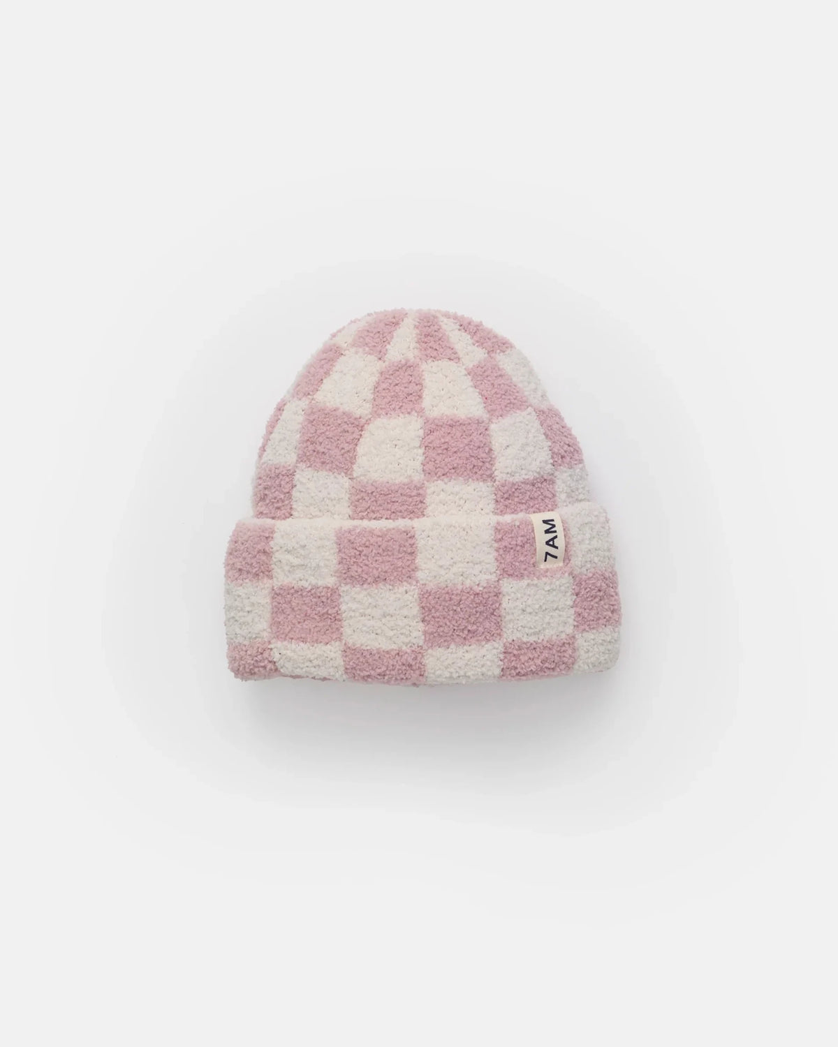 7AM Enfant Beanie - Checkers Fuzzy Ecru Ash Rose - Princess and the Pea Boutique
