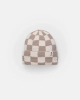 7AM Enfant Beanie - Checkers Fuzzy Ecru Taupe - Princess and the Pea Boutique