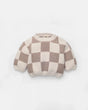 7AM Enfant Boxy Sweater - Checkers Fuzzy Ecru Taupe - Princess and the Pea Boutique