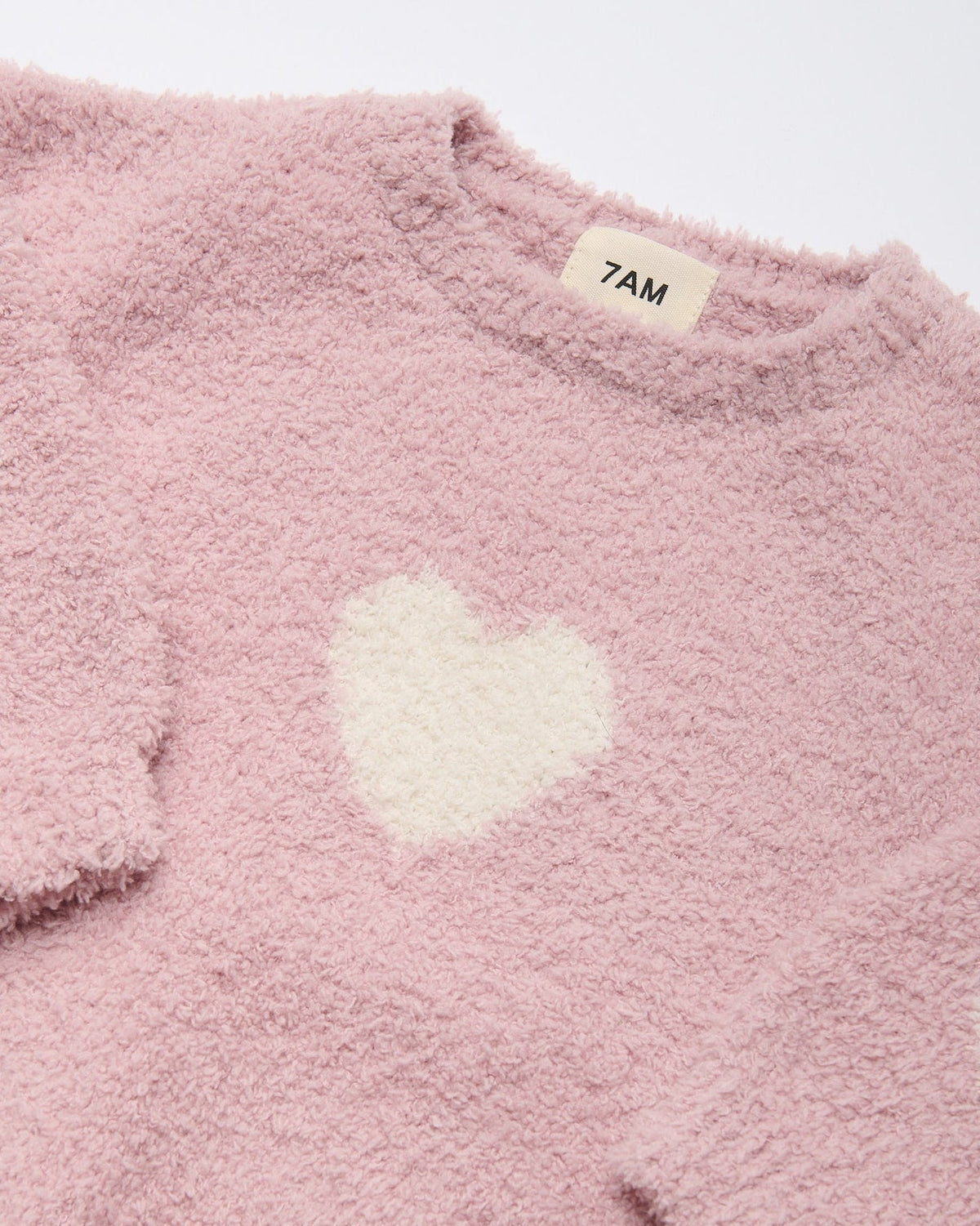 7AM Enfant Boxy Sweater - Fuzzy Love Ash Rose Ecru - Princess and the Pea Boutique