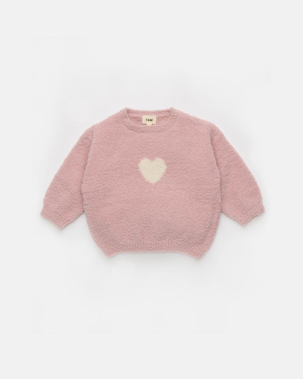 7AM Enfant Boxy Sweater - Fuzzy Love Ash Rose Ecru - Princess and the Pea Boutique